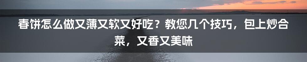 春饼怎么做又薄又软又好吃？教您几个技巧，包上炒合菜，又香又美味