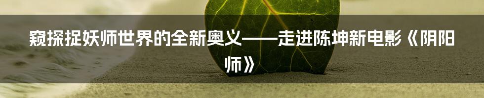 窥探捉妖师世界的全新奥义——走进陈坤新电影《阴阳师》