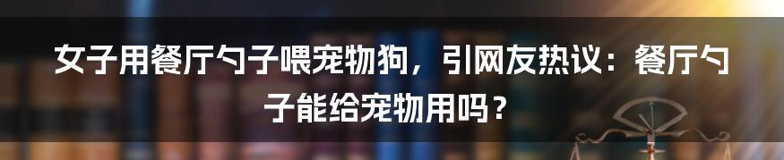 女子用餐厅勺子喂宠物狗，引网友热议：餐厅勺子能给宠物用吗？