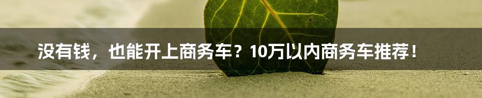 没有钱，也能开上商务车？10万以内商务车推荐！