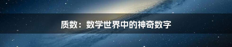 质数：数学世界中的神奇数字