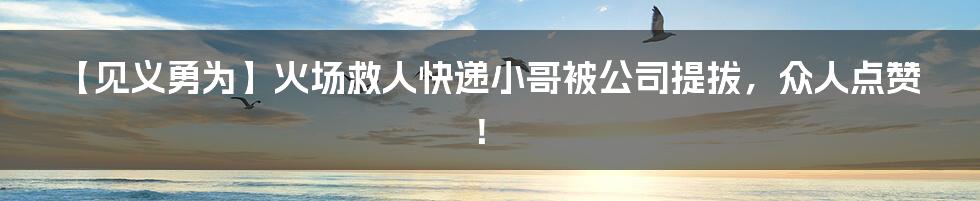 【见义勇为】火场救人快递小哥被公司提拔，众人点赞！