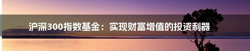 沪深300指数基金：实现财富增值的投资利器