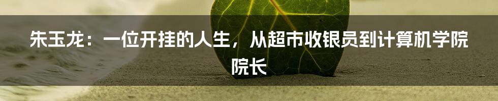 朱玉龙：一位开挂的人生，从超市收银员到计算机学院院长