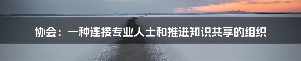 协会：一种连接专业人士和推进知识共享的组织