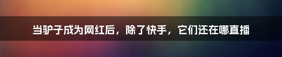 当驴子成为网红后，除了快手，它们还在哪直播