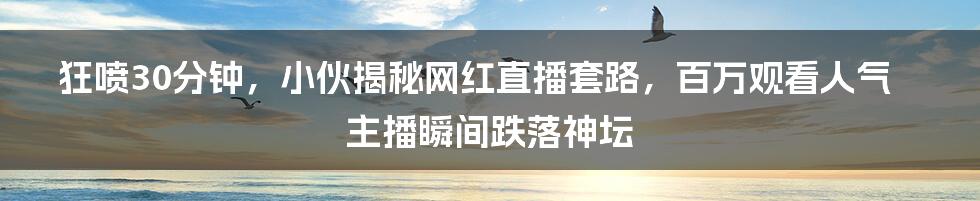 狂喷30分钟，小伙揭秘网红直播套路，百万观看人气主播瞬间跌落神坛