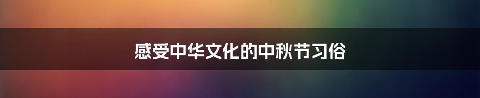 感受中华文化的中秋节习俗