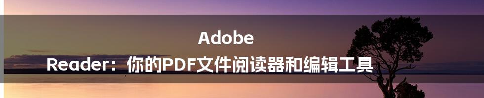 Adobe Reader：你的PDF文件阅读器和编辑工具