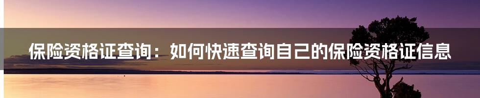 保险资格证查询：如何快速查询自己的保险资格证信息