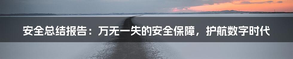 安全总结报告：万无一失的安全保障，护航数字时代