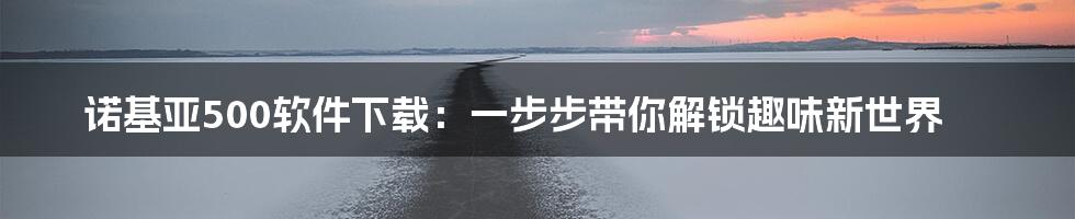 诺基亚500软件下载：一步步带你解锁趣味新世界