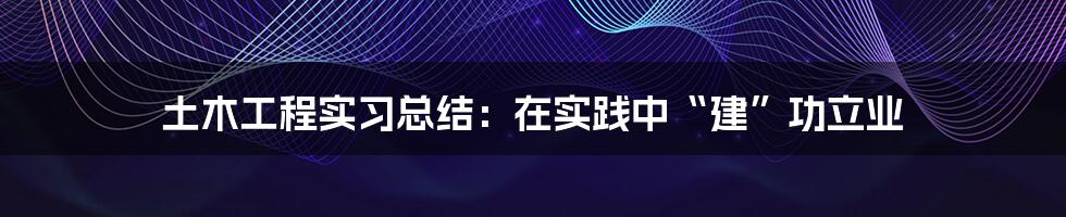 土木工程实习总结：在实践中“建”功立业