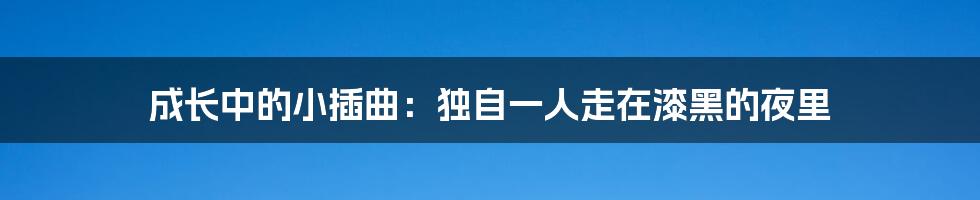 成长中的小插曲：独自一人走在漆黑的夜里