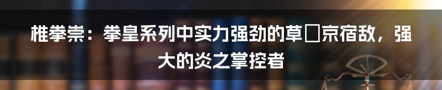 椎拳崇：拳皇系列中实力强劲的草薙京宿敌，强大的炎之掌控者