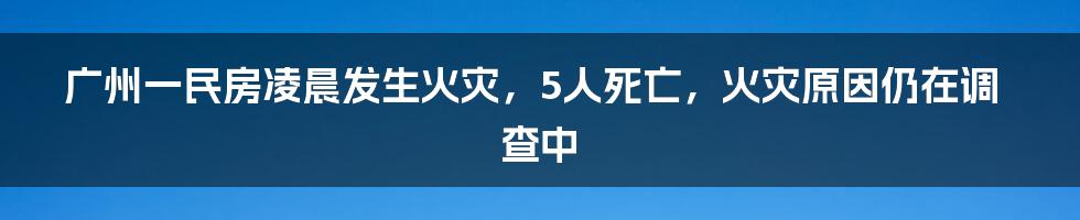 广州一民房凌晨发生火灾，5人死亡，火灾原因仍在调查中