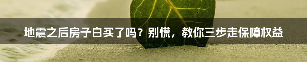 地震之后房子白买了吗？别慌，教你三步走保障权益