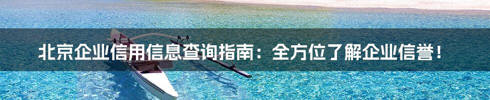 北京企业信用信息查询指南：全方位了解企业信誉！