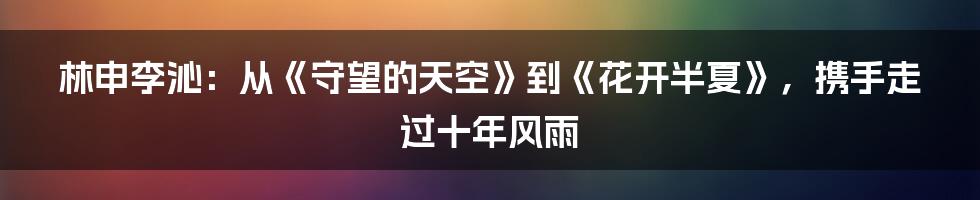 林申李沁：从《守望的天空》到《花开半夏》，携手走过十年风雨