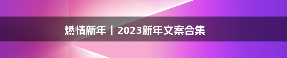 燃情新年｜2023新年文案合集