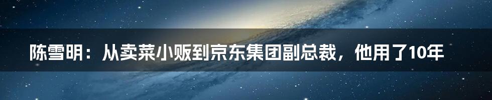 陈雪明：从卖菜小贩到京东集团副总裁，他用了10年