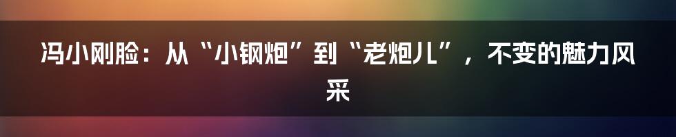 冯小刚脸：从“小钢炮”到“老炮儿”，不变的魅力风采