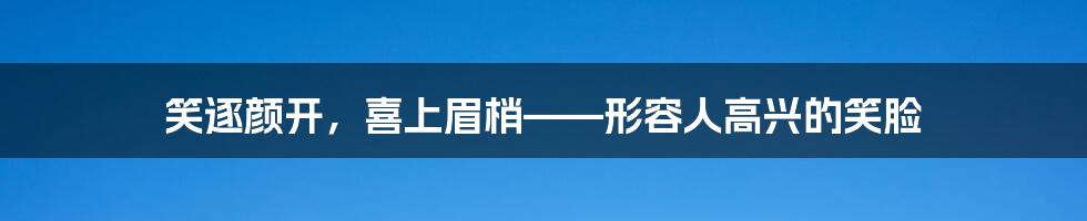 笑逐颜开，喜上眉梢——形容人高兴的笑脸