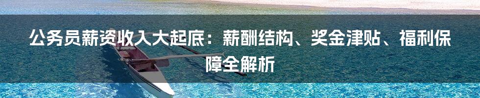 公务员薪资收入大起底：薪酬结构、奖金津贴、福利保障全解析