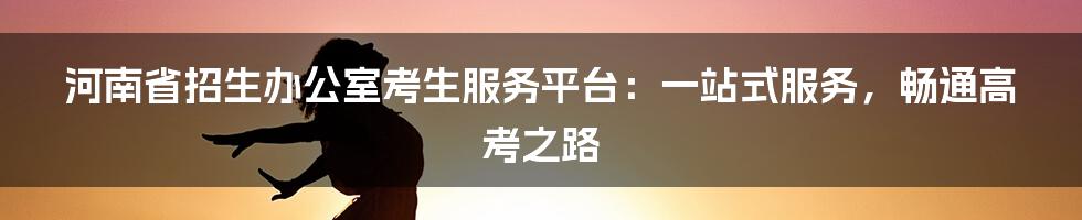 河南省招生办公室考生服务平台：一站式服务，畅通高考之路