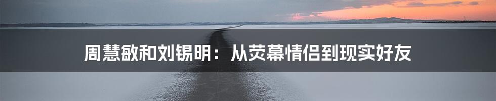 周慧敏和刘锡明：从荧幕情侣到现实好友