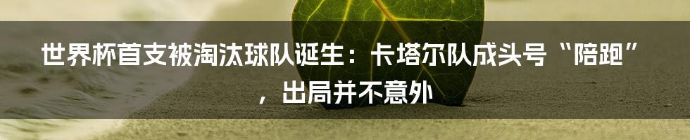 世界杯首支被淘汰球队诞生：卡塔尔队成头号“陪跑”，出局并不意外