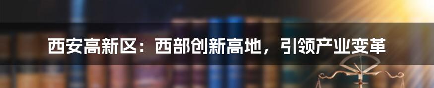 西安高新区：西部创新高地，引领产业变革