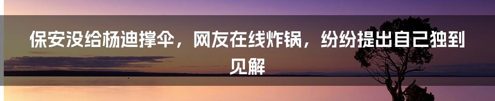 保安没给杨迪撑伞，网友在线炸锅，纷纷提出自己独到见解