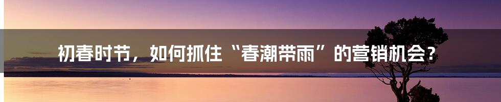 初春时节，如何抓住“春潮带雨”的营销机会？