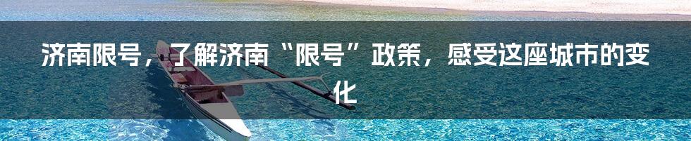 济南限号，了解济南“限号”政策，感受这座城市的变化