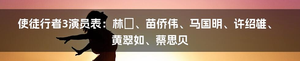 使徒行者3演员表：林峯、苗侨伟、马国明、许绍雄、黄翠如、蔡思贝