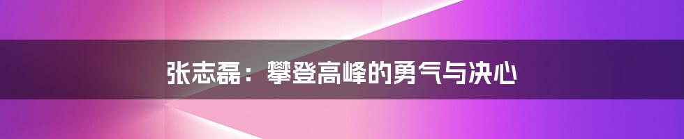 张志磊：攀登高峰的勇气与决心