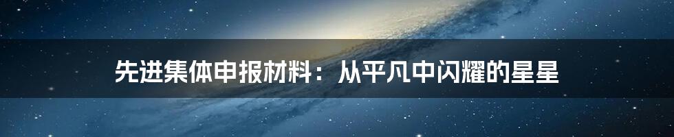 先进集体申报材料：从平凡中闪耀的星星