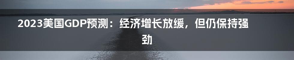 2023美国GDP预测：经济增长放缓，但仍保持强劲