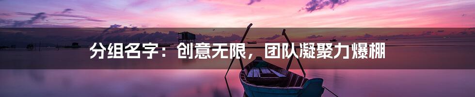 分组名字：创意无限，团队凝聚力爆棚