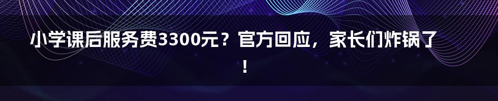 小学课后服务费3300元？官方回应，家长们炸锅了！