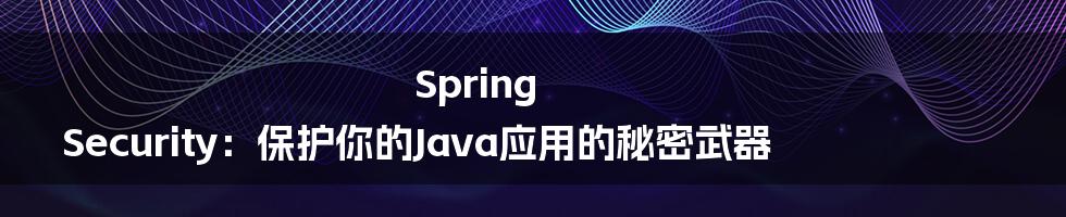 Spring Security：保护你的Java应用的秘密武器