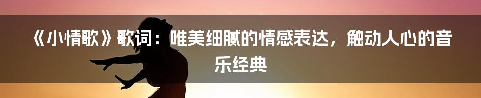 《小情歌》歌词：唯美细腻的情感表达，触动人心的音乐经典