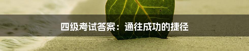 四级考试答案：通往成功的捷径