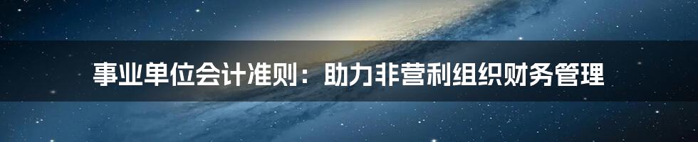 事业单位会计准则：助力非营利组织财务管理