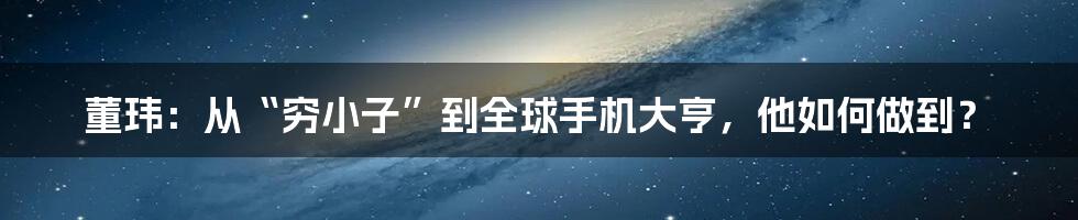 董玮：从“穷小子”到全球手机大亨，他如何做到？