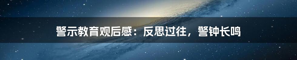 警示教育观后感：反思过往，警钟长鸣