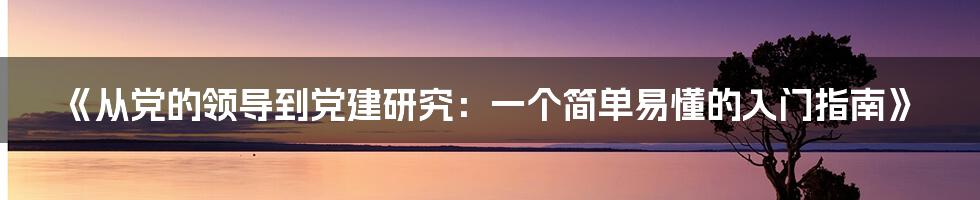 《从党的领导到党建研究：一个简单易懂的入门指南》