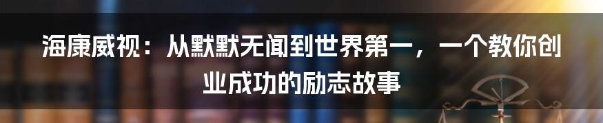 海康威视：从默默无闻到世界第一，一个教你创业成功的励志故事