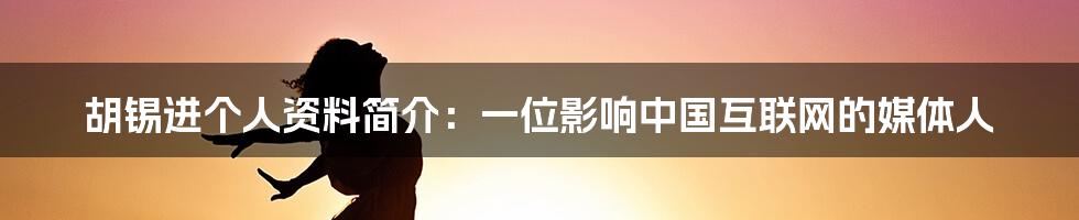 胡锡进个人资料简介：一位影响中国互联网的媒体人